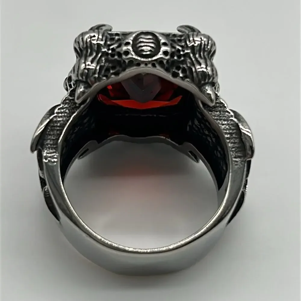 Men's Ring With Red Zirconia Size 12 NWT